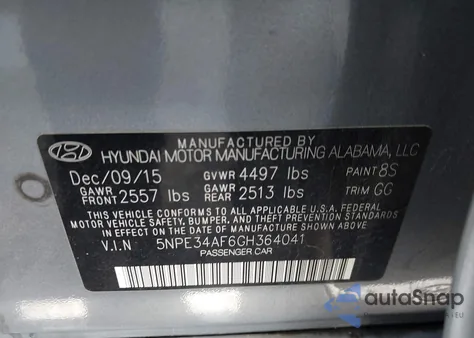 2016 Hyundai Sonata Sport z USA, uszkodzony, nr VIN 5NPE34AF6GH364041